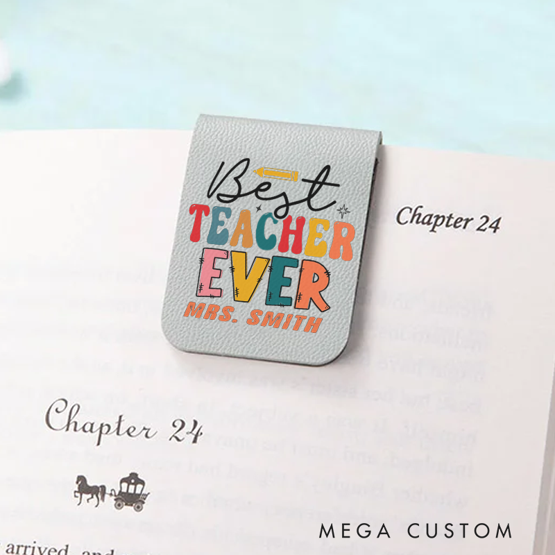 Personalized Leather Magnetic Bookmark Best Teacher Ever Playful Gift for Teachers