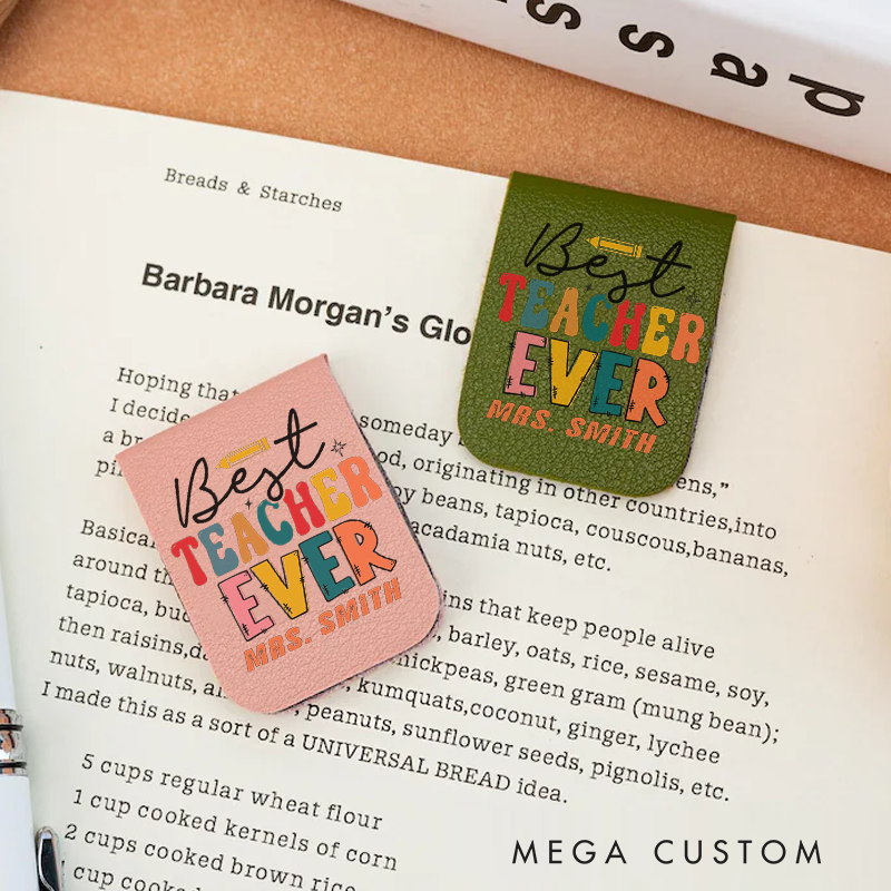 Personalized Leather Magnetic Bookmark Best Teacher Ever Playful Gift for Teachers