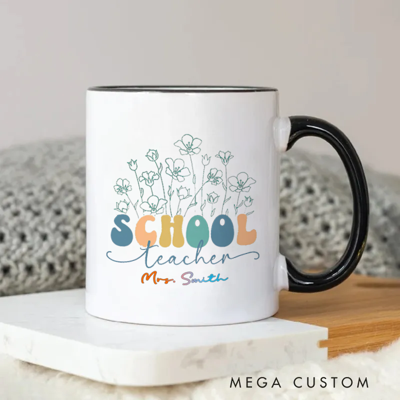 Personalized Teachers Mug School Teacher with Elegant Floral Thoughtful and Artistic Gift for Teachers