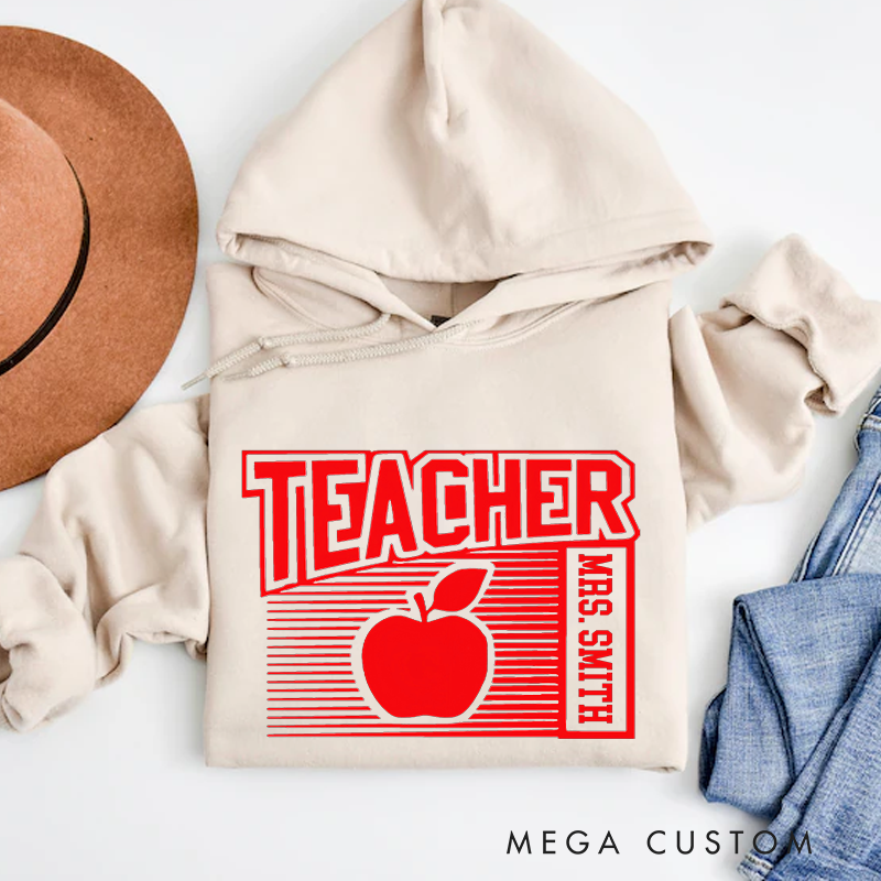 Personalized Teachers Hoodies Red Apple Timeless and Stylish Gift for Teachers