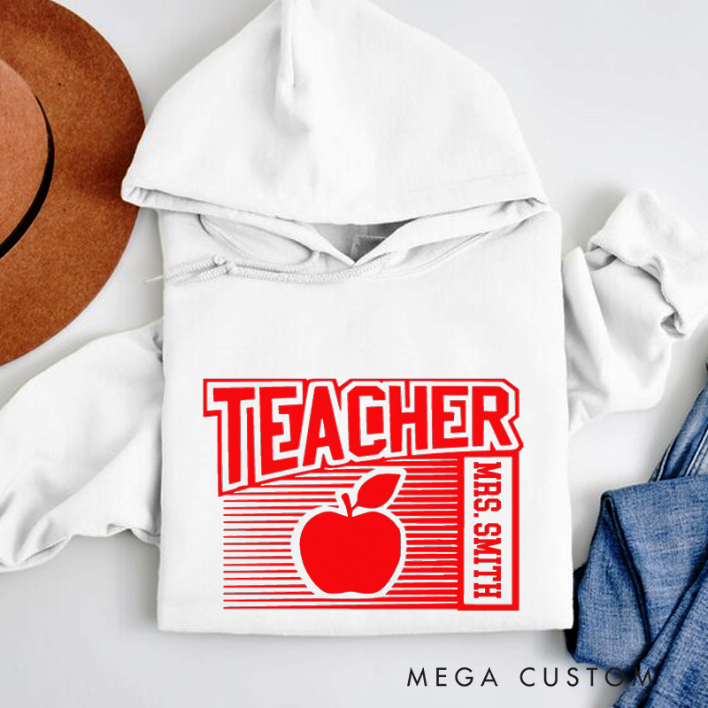 Personalized Teachers Hoodies Red Apple Timeless and Stylish Gift for Teachers