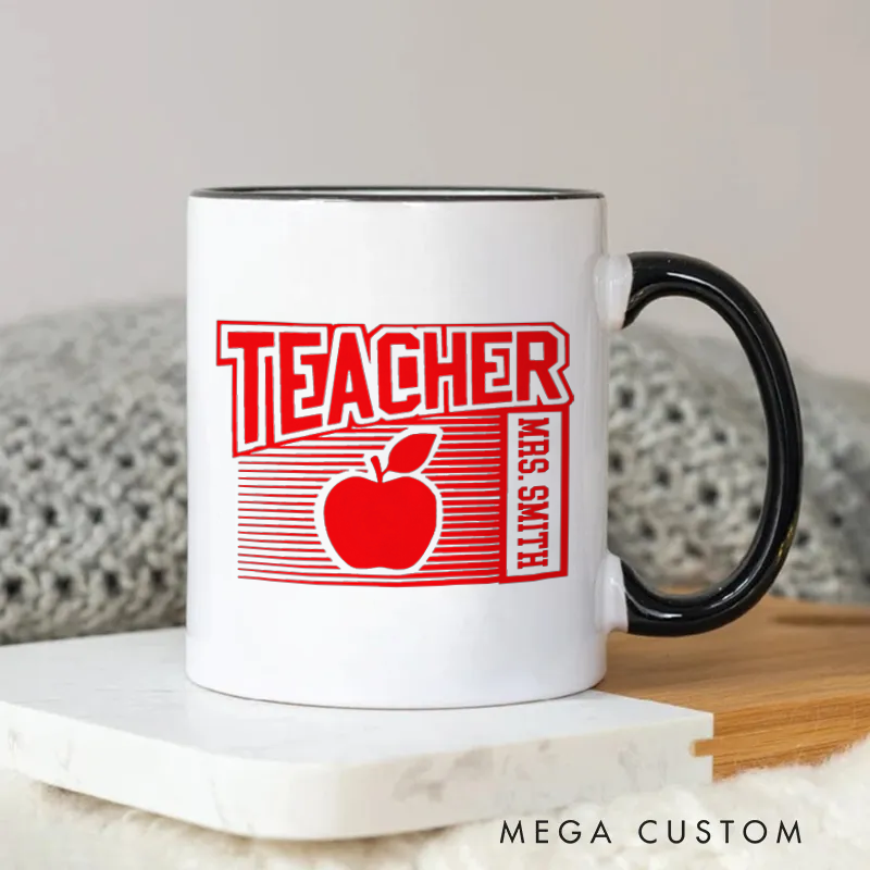 Personalized Teachers Mug Red Apple Timeless and Stylish Gift for Teachers