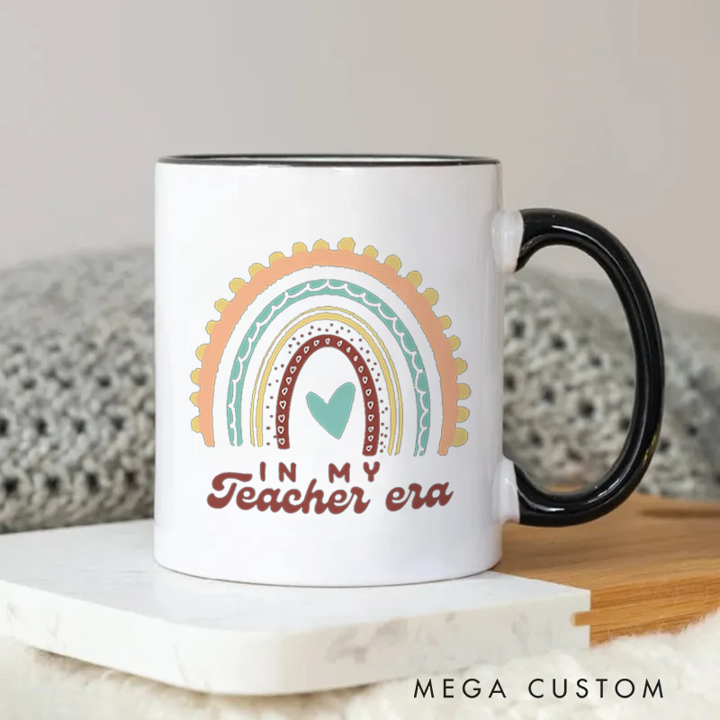 Personalized Teachers Mug in My Teacher Era Pastel Rainbow Mug Heartfelt Gift for Teachers