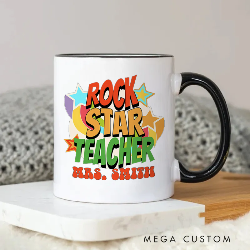 Personalized Teachers Mug Rock Star Teacher Fun Gift for Teachers