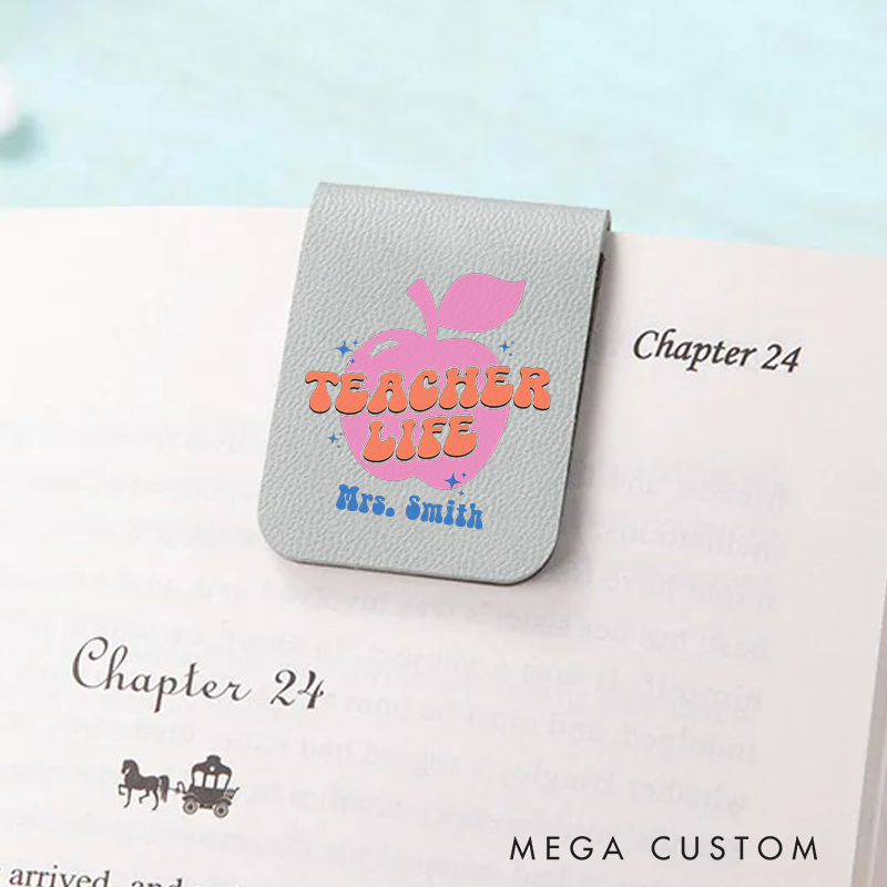 Personalized Leather Magnetic Bookmark Retro Teacher Life Apple Fun Gift for Teachers