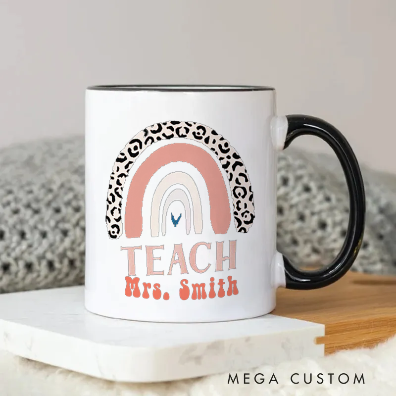Personalized Teachers Mug Teach Rainbow Stylish Gift for Teachers