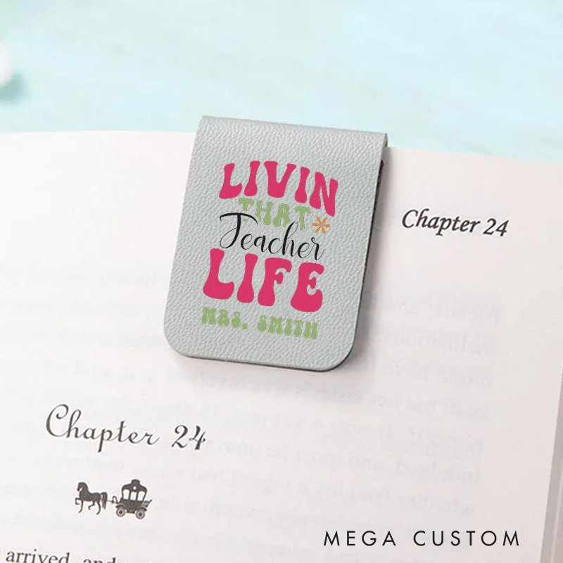 Personalized Teacher Leather Magnetic Bookmark with Colorful Fun Teacher Life Retro Style Bookmark Gift for Teachers