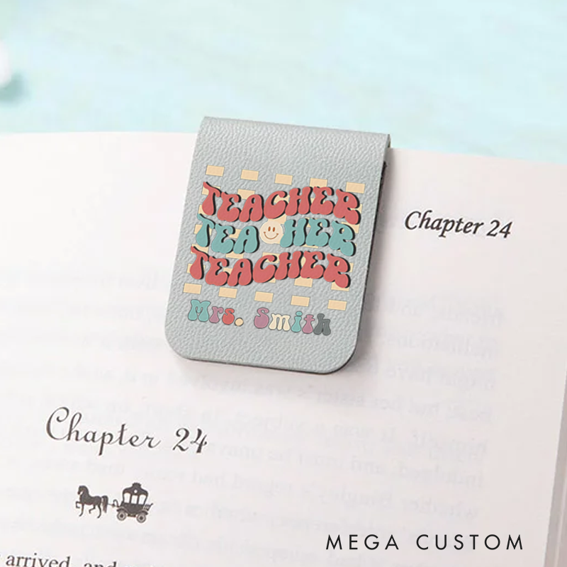 Personalized Teacher Leather Magnetic Bookmark Retro Teacher with a Smile Comfortable Stylish Bookmark Ideal Gift for Teachers