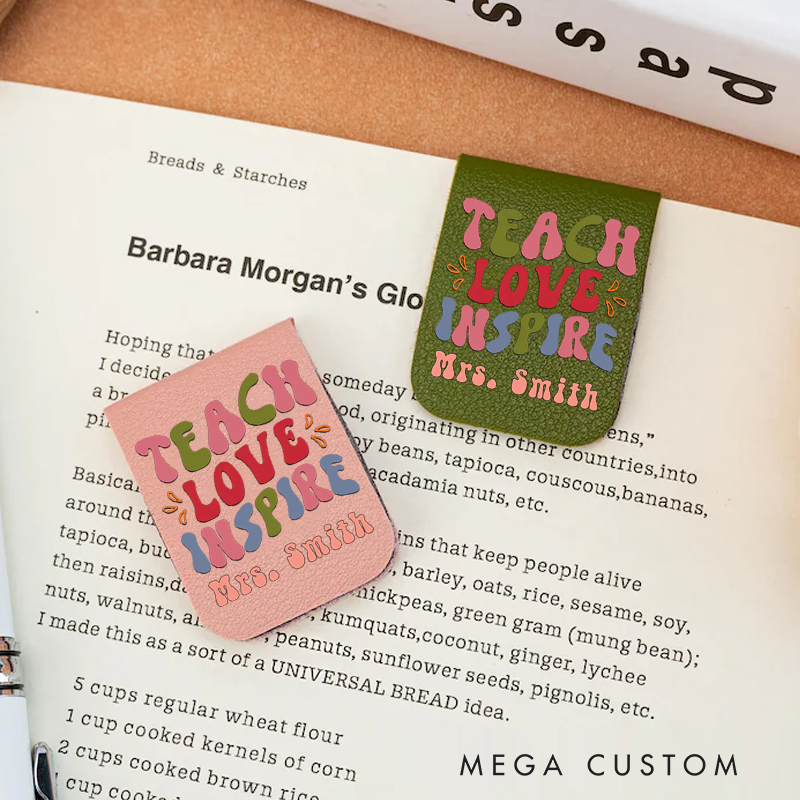 Personalized Teacher Leather Magnetic Bookmark Teach Love Inspire Colorful Retro Bookmark Thoughtful and Stylish Gift for Teachers