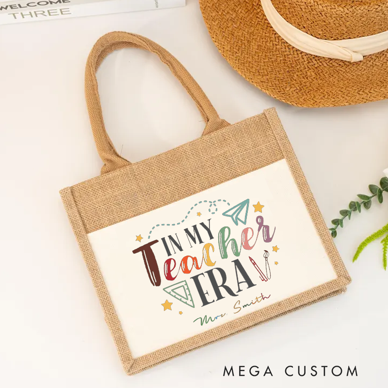 Personalized Teacher Burlap Tote Bag Just a Small Town Teacher Comfortable Stylish Tote Bag Gift for Teachers