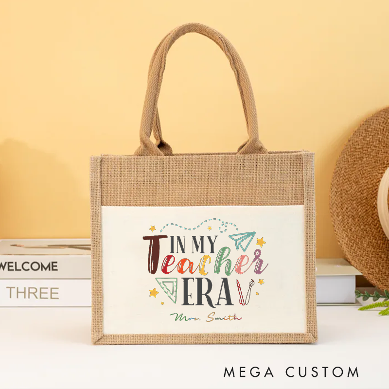 Personalized Teacher Burlap Tote Bag Just a Small Town Teacher Comfortable Stylish Tote Bag Gift for Teachers