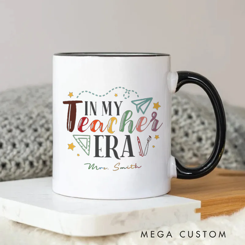 Personalized Teachers Mug in My Teacher Era Fun Colorful Trendy Mug Gift for Teachers