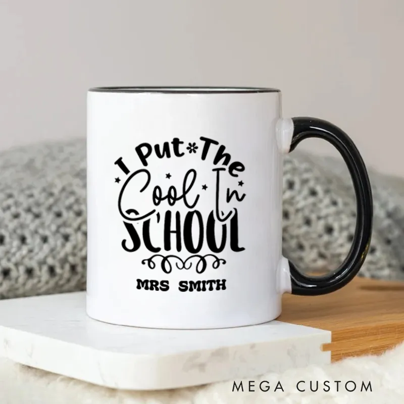 Personalized Mug Teacher Life Colorful Pencil and Apple Mug Trendy Gift for Teachers