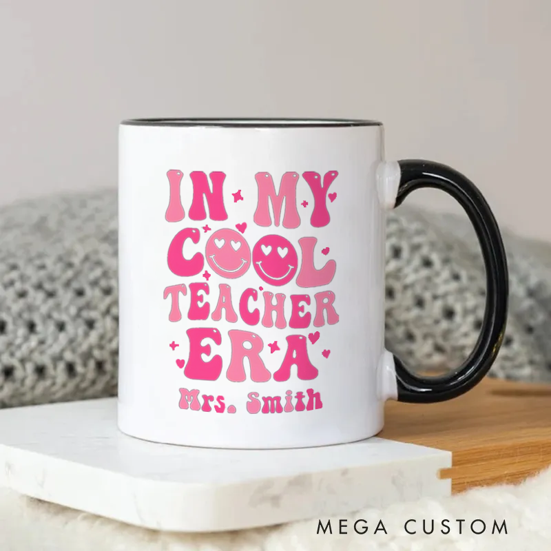 Personalized Teachers Mug in My Cool Teacher Era Retro Mug Fun and Trendy Gift for Teachers