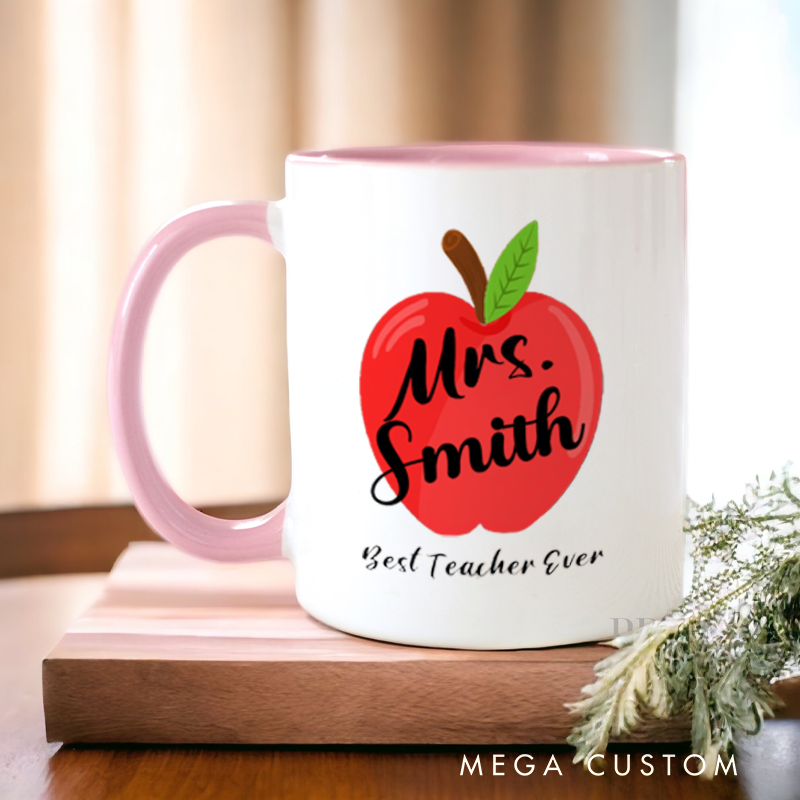 Personalized Teachers Mug Red Apple Mug Lovely and Inspiring Gift for Teachers