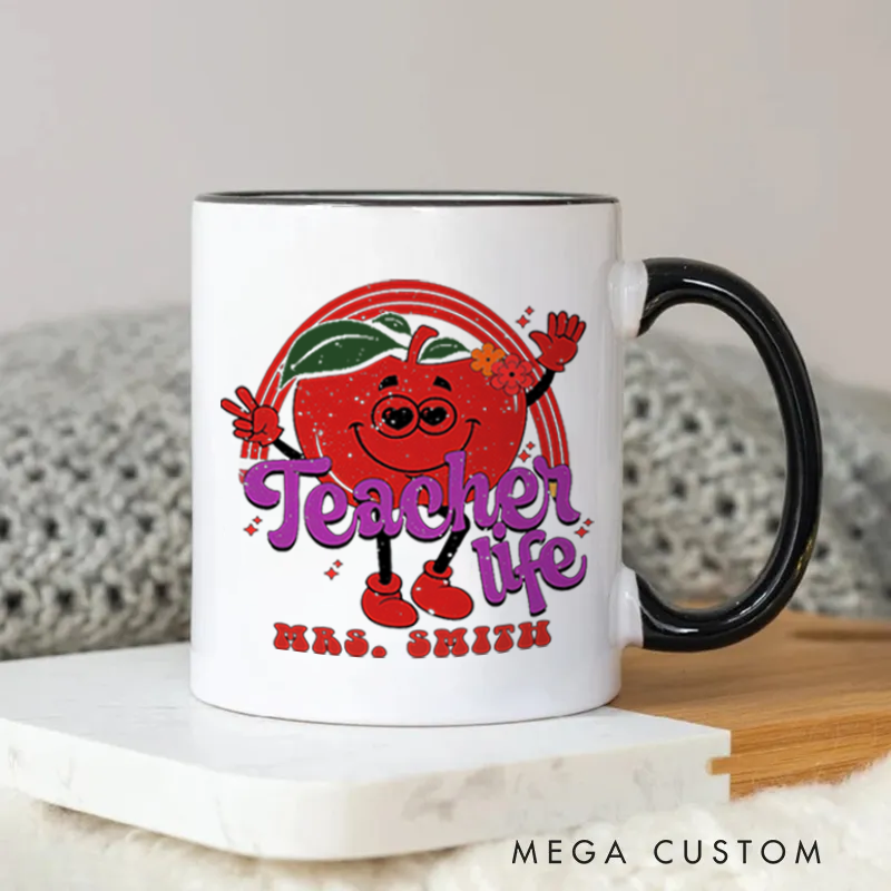 Personalized Teacher Mug Life Fun Apple Mug Playful and Whimsical Gift for Teachers