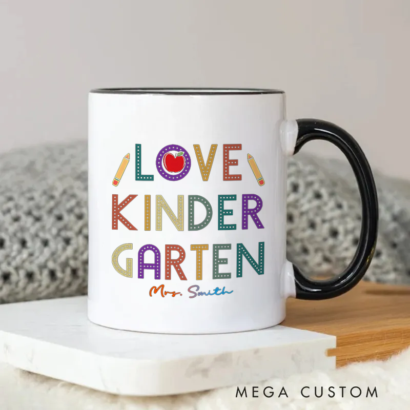Personalized Teacher Mug Love Kindergarten Playful Mug Gift for Kindergarten Teachers
