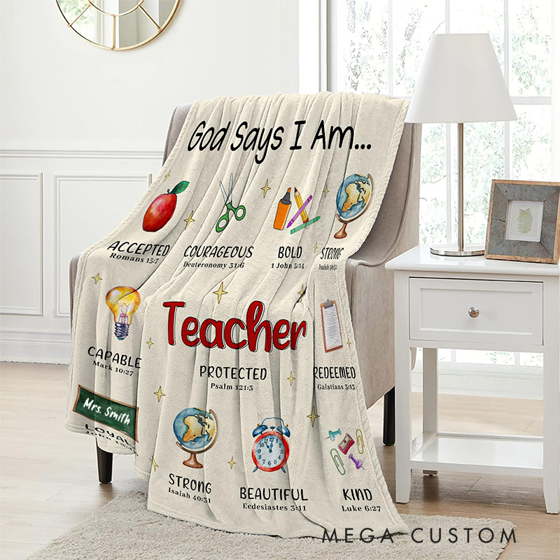 Personalized Teacher Name Blanket God Says I Am Teacher Blanket Gift for Teacher