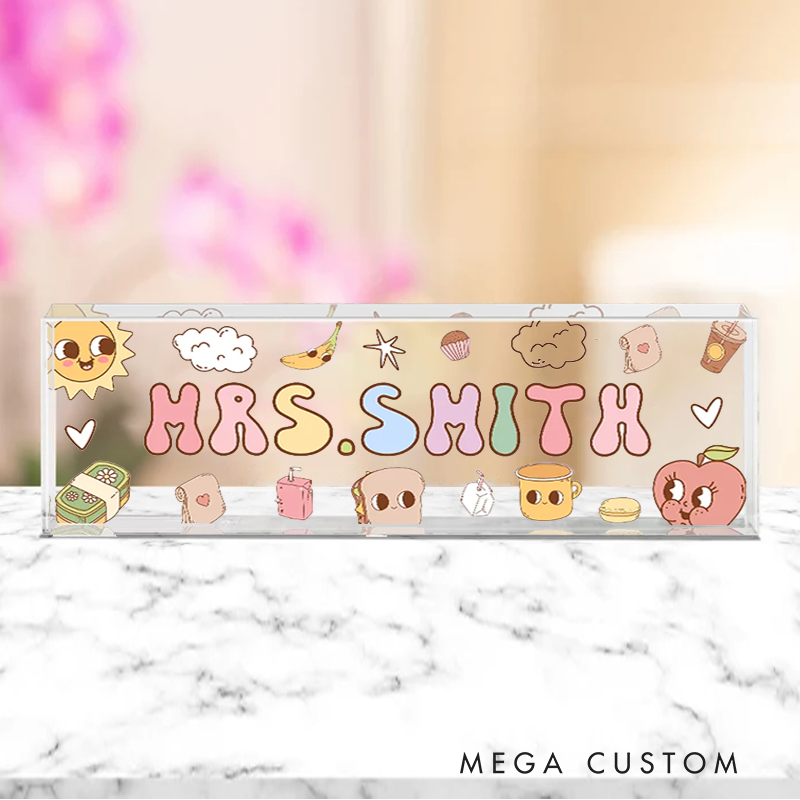 Personalized Sun Apple Teacher Acrylic Desk Name Plate Teacher Desk Sign Acrylic Plaque Teacher Appreciation Gift Back to School Gift