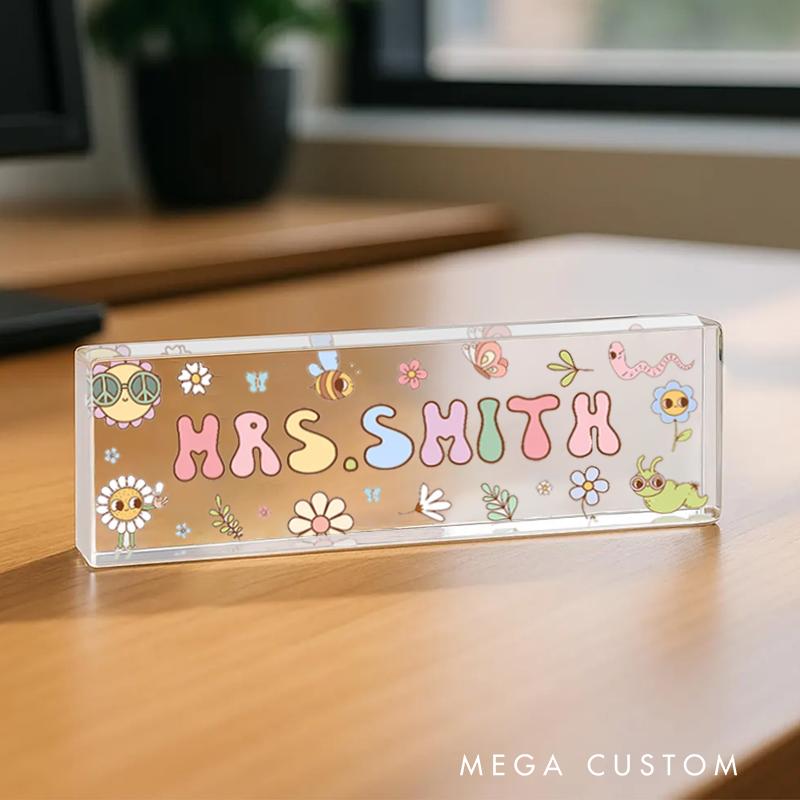 Personalized  Butterfly Teacher Acrylic Desk Name Plate Teacher Desk Sign Acrylic Plaque Teacher Appreciation Gift Back to School Gift