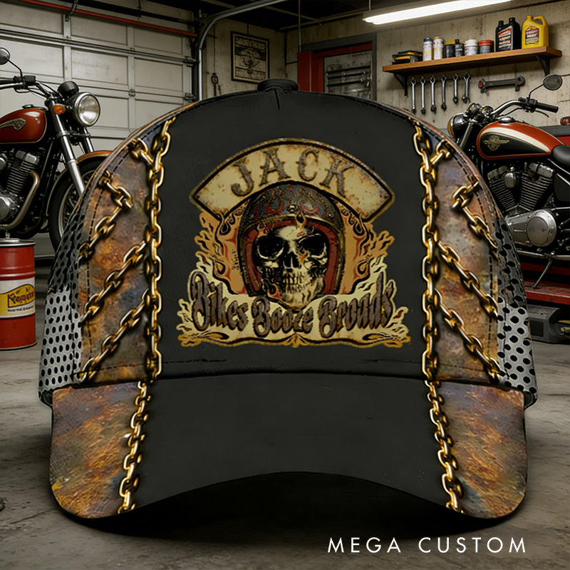 Personalized Racing Enthusiast Full-Print Cap Rock and Rider Design Biker Gifts