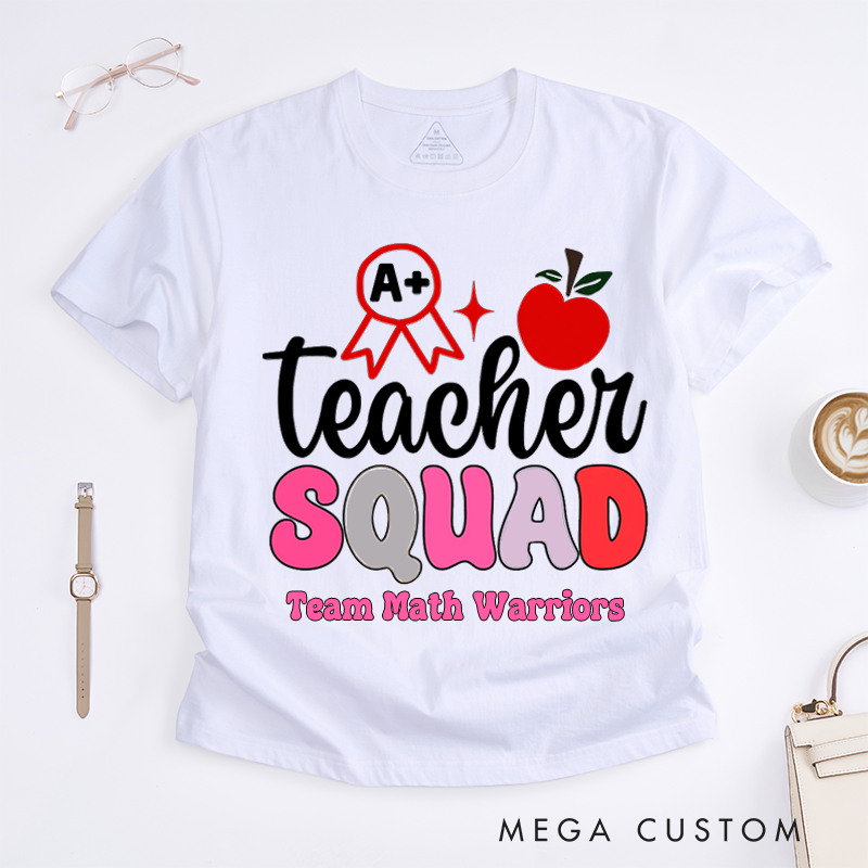 Personalized T-Shirts Teacher Squad Fun Apple Shirt Perfect Gift for Teachers' Team