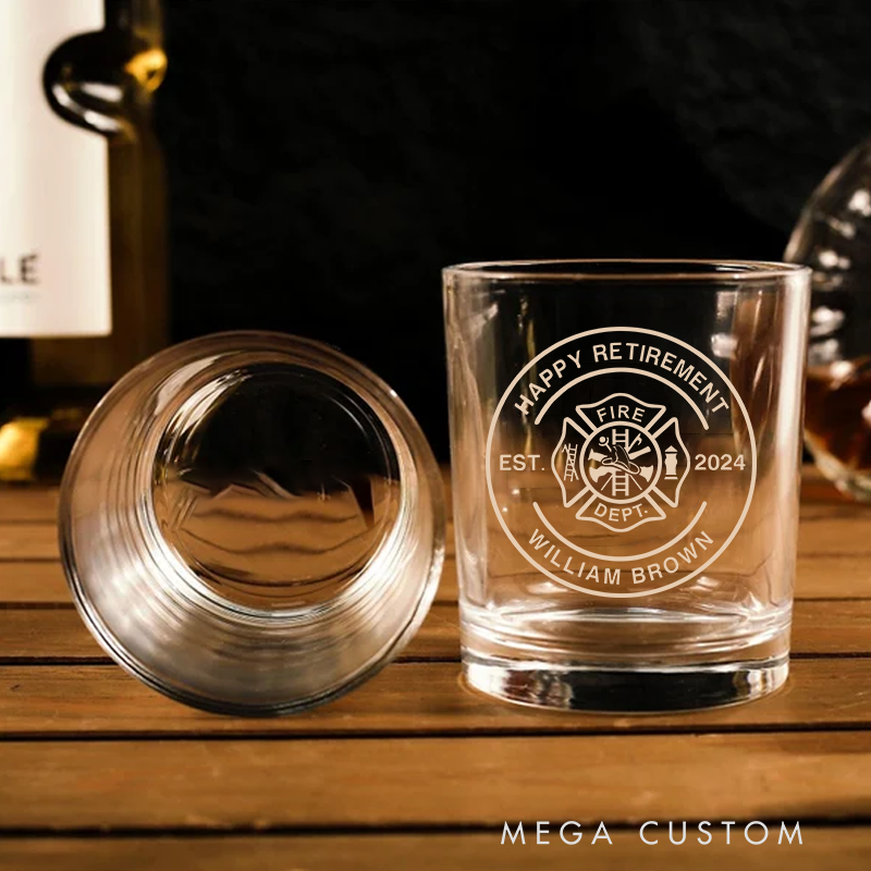 Personalized Engraved Whiskey Glass for Firefighters Retirement Gifts for Fireman Hero Whiskey Lover Gift