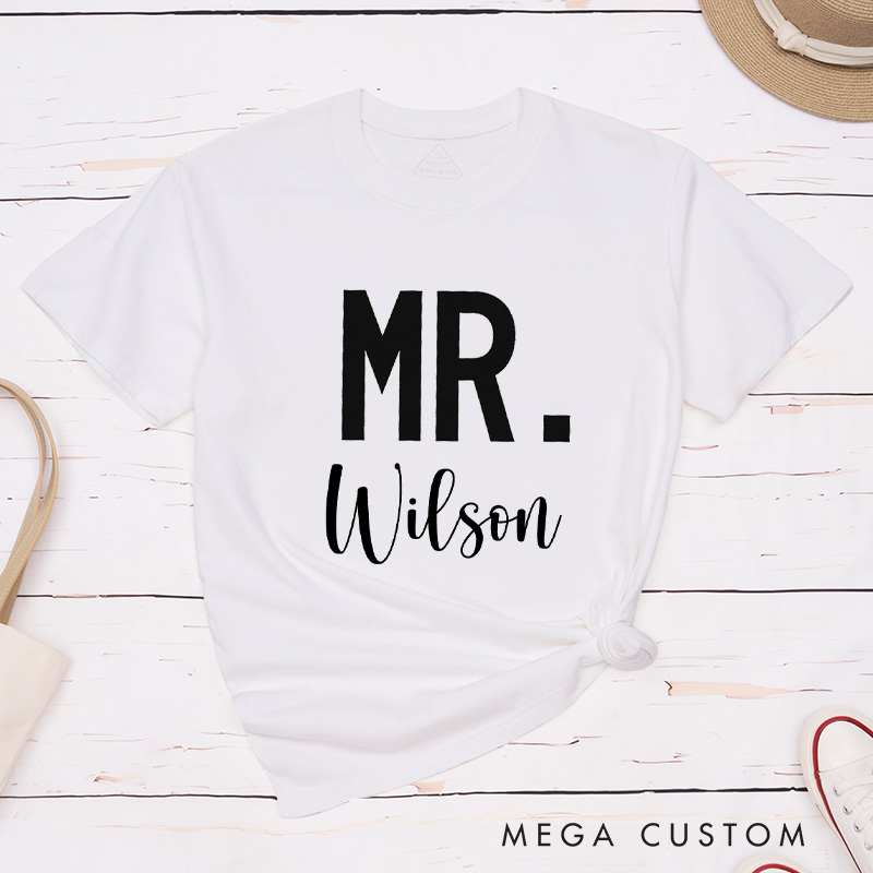 Personalized Modern Mr and Future Mrs Engagement Couple Classic T-Shirt