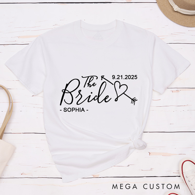 Personalized The Bride Matching T-Shirt with Name Bridesmaid T-Shirt Bride's Crew T-Shirt Bachelorette Party Gift