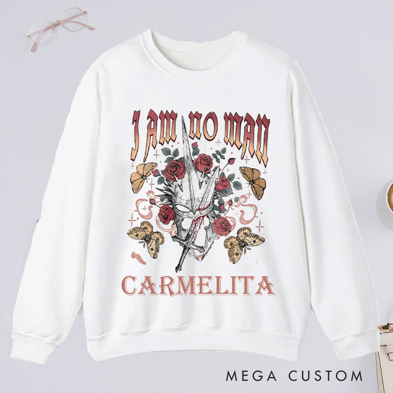 Personalized I Am No Man Classic Sweatshirts Academia Bookish Sweatshirt with Name Fantasy Merch Sweatshirt Reading Fandom Sweatshirt Book Lover Gift