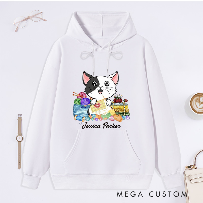 Personalized I Love Knitting And Cat Classic Hoodies Knit Gift Knitting Gift Knitter Gift Love To Knit Love Knitting Knit Lover