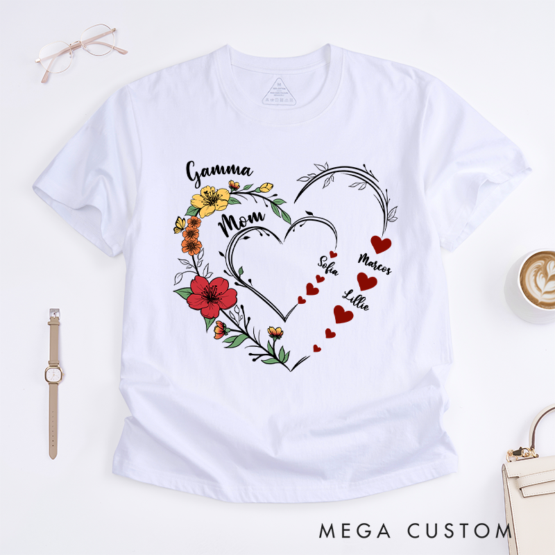 Personalized Sweethearts Flower Classic T-Shirt Gifts for Mom Grandma