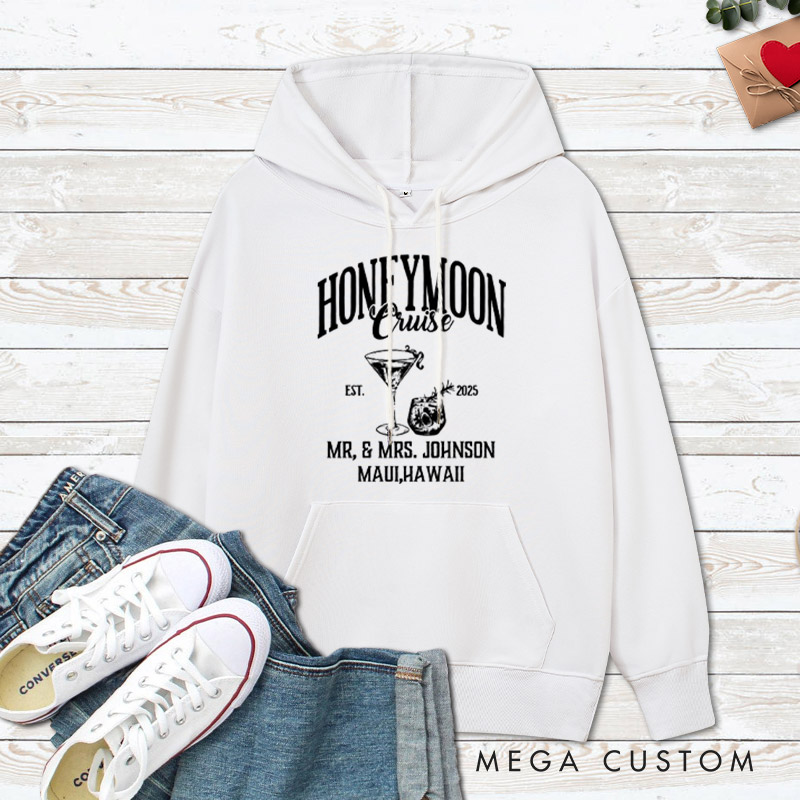 Personalized Honeymoon Cruise Mr and Mrs Matching Honeymoon Couple Hoodie
