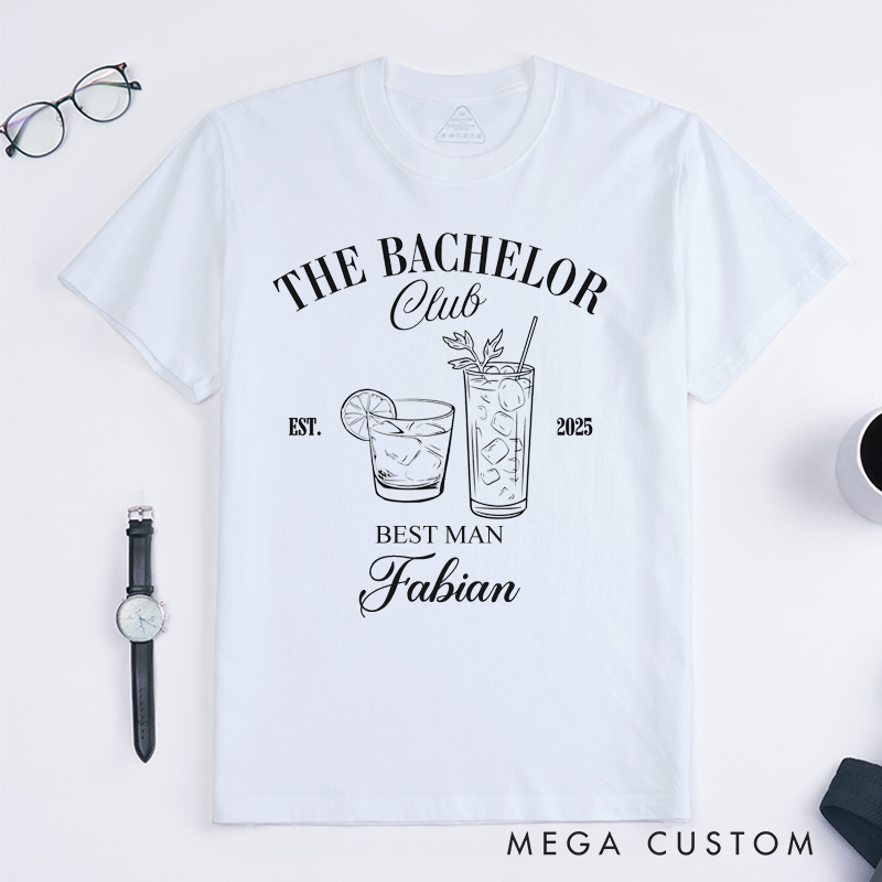 Personalized The Bachelor Club T-Shirts Groomsman Bachelor Party Shirt Groom T-Shirt Wedding Party Favors Top for Groomsmen Best Man