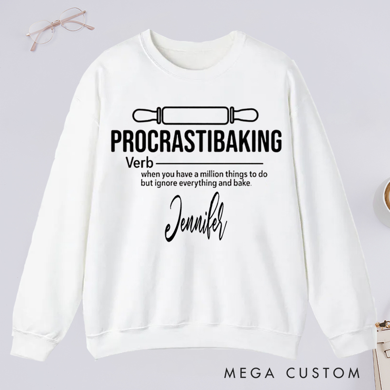 Personalized Procrastibaking Classic Sweatshirts Meaning Shirt Cooking Sweatshirts Baker Gift Baker Chef Sweatshirts Baking Definition Cooking Gifts