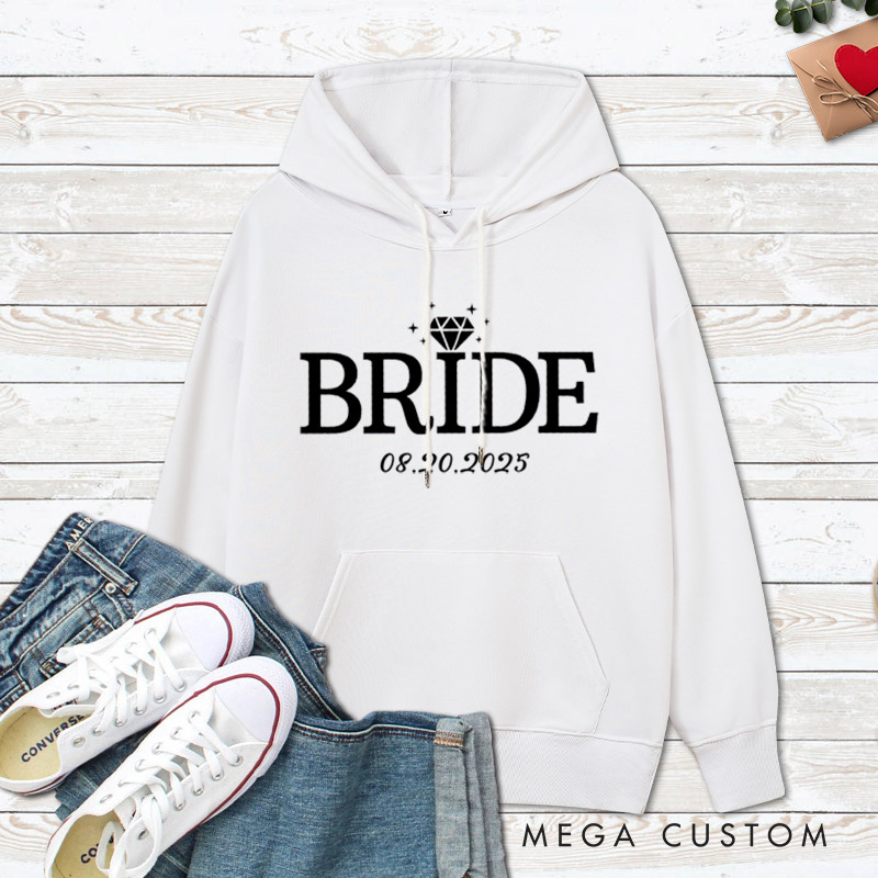 Personalized Elegant Bride and Groom with Rings Matching Wedding Couple Hoodie