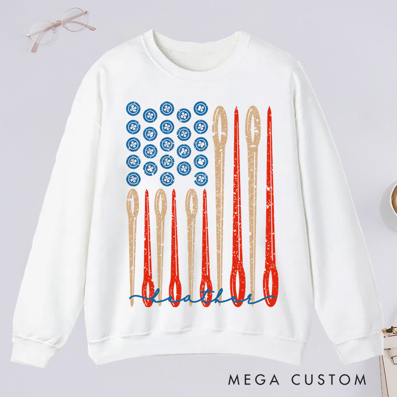 Personalized Sewing Flag Classic Sweatshirts Sewing Gift Love Sewing Gifts For Her Sewing Gifts Women