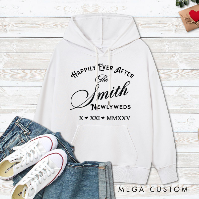 Personalized Newlyweds Happily Ever After Wedding Couple Hoodie