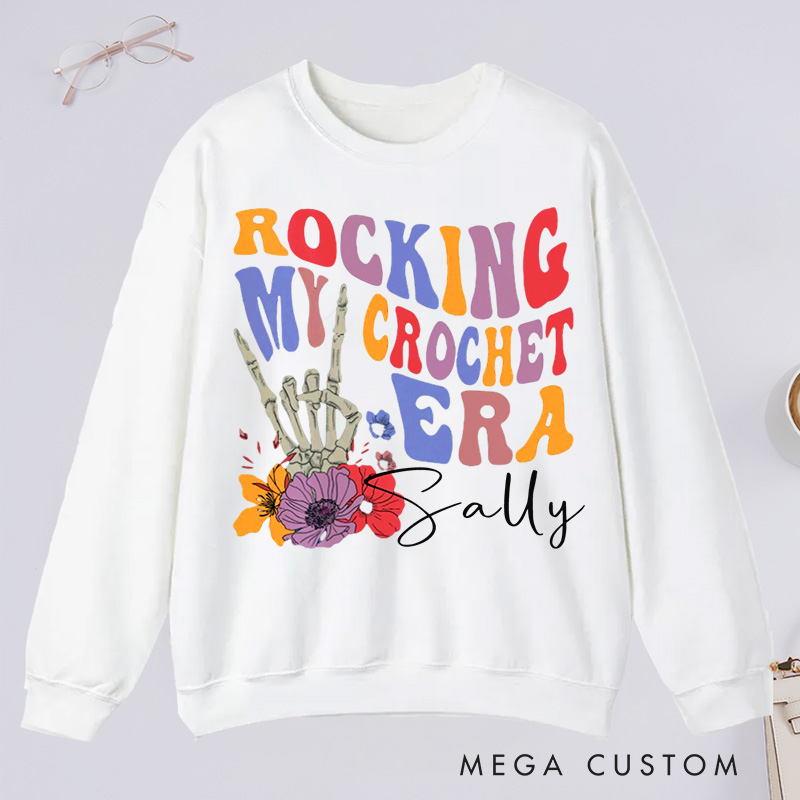Personalized Rocking My Crochet Era Classic Sweatshirts In My Crochet Era Comfort Colors Retro Trendy Sweatshirts