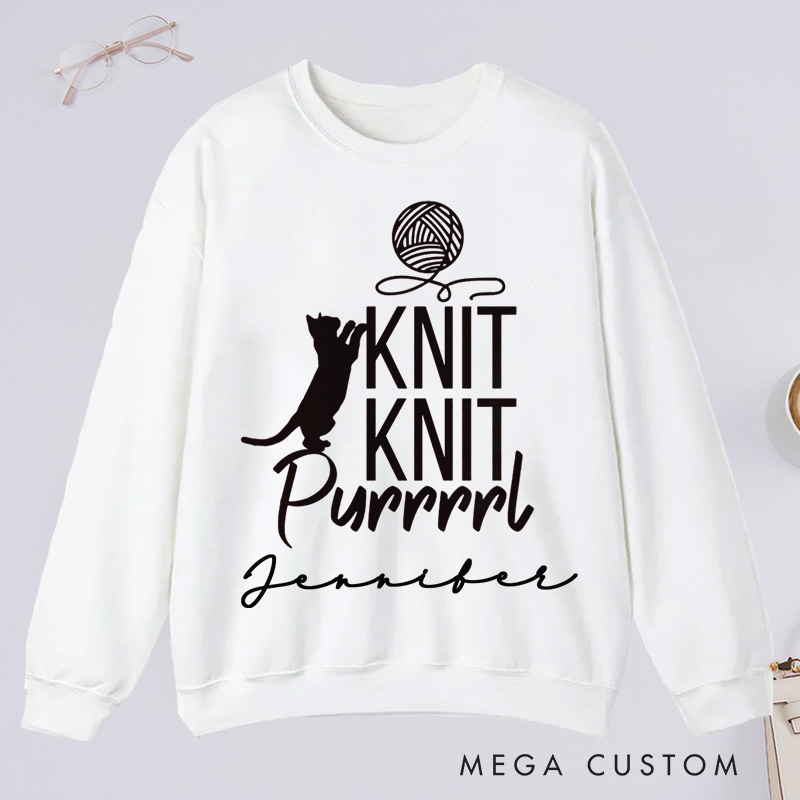 Personalized Cat Lover Classic Sweatshirts Funny Crocheting Sweatshirts
