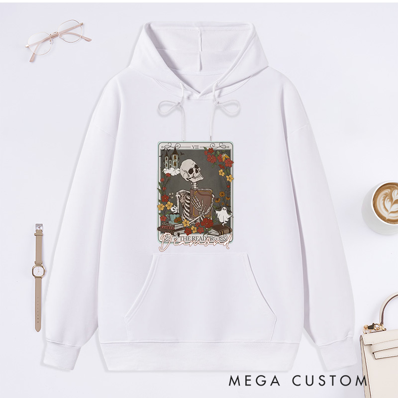 Personalized the Reader Tarot Card Crewneck Classic Hoodies Bookish Hoodies Custom Book Lover Hoodies with Name Librarian Gift Reader Gift