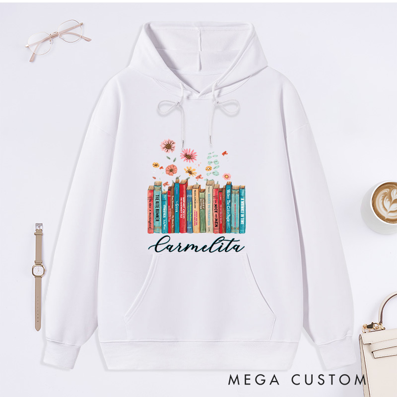 Personalized I'm with the Banned Classic Hoodies Floral Books Hoodies Custom Bookish Hoodies with Name Librarian Gift Book Lover Gift for Reader