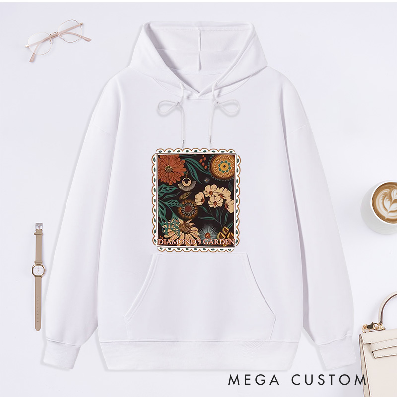 Personalized Boho Floral Cottagecore Classic Hoodies Custom Fall Flowers Nature Hoodies with Name Plant Lover Gift Gardening Lover Gift for Gardener