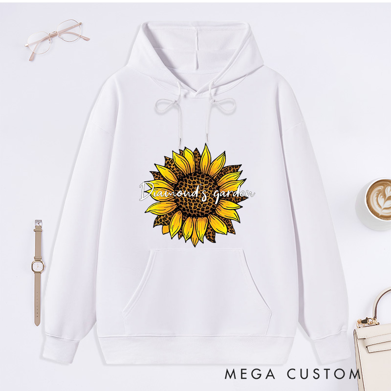 Personalized Leopard Sunflower Classic Hoodies Custom Leopard Floral Hoodies with Name Plant Lover Gift Gardening Lover Gift for Gardener Gift