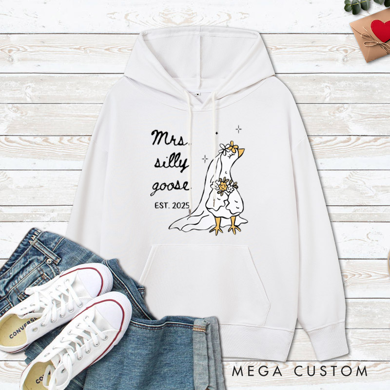 Personalized Funny Mr and Mrs Silly Goose Matching Wedding Couple Hoodie