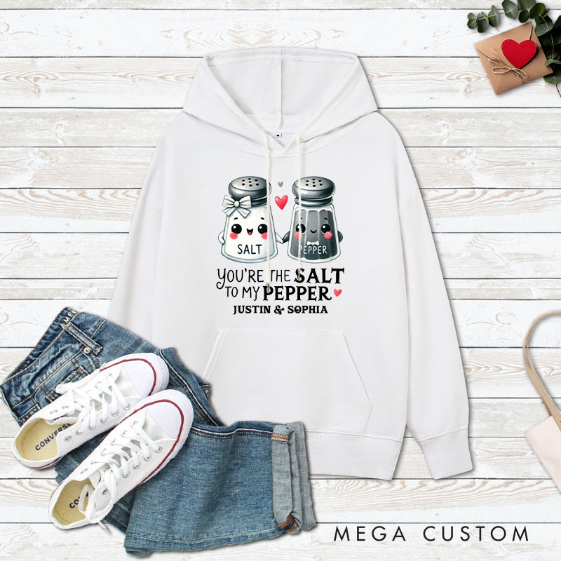 Personalized Couple You’re the Salt to My Pepper Valentine's Day Hoodie with Name Couple Sweatshirt for Boyfriend Girlfriend Husband Wife