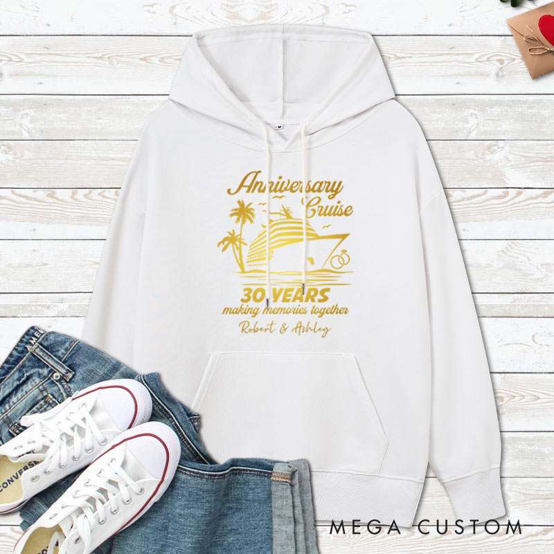 Personalized 30th Anniversary Cruise Hoodie Golden Couple 30 Years Anniversary Top Wear for Wife Husband Anniversary Outfit