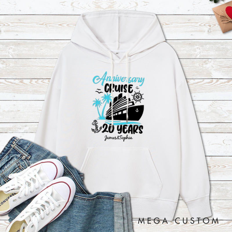 Personalized 20th Anniversary Cruise Hoodie Couple Cruise 20 Years Anniversary Top Wear Wife Husband Anniversary Outfit