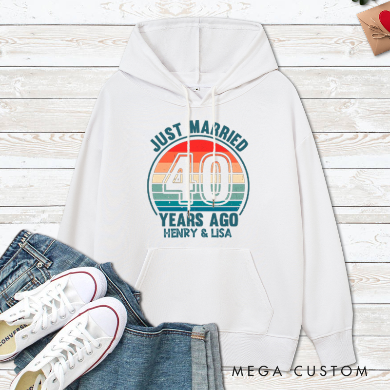 Personalized Just Married 40 Years Ago Anniversary Hoodie Couple 40 Years Anniversary Top Wear 40th Anniversary Outfit for Wife Husband