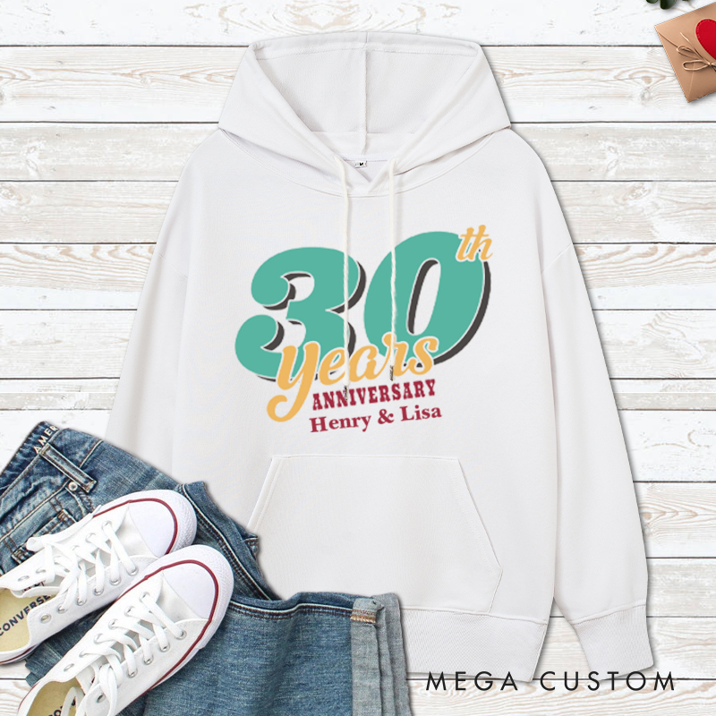 Personalized 30th Anniversary Celebration Hoodie Couple 30 Years Anniversary Outfit 30th Anniversary Top Wear for Wife Husband